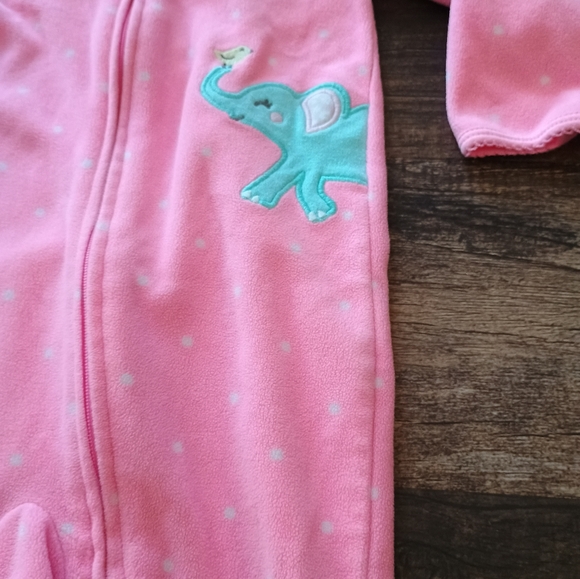 Baby girl 9 month fleece zipper footed sleeper pajama - Picture 2 of 4